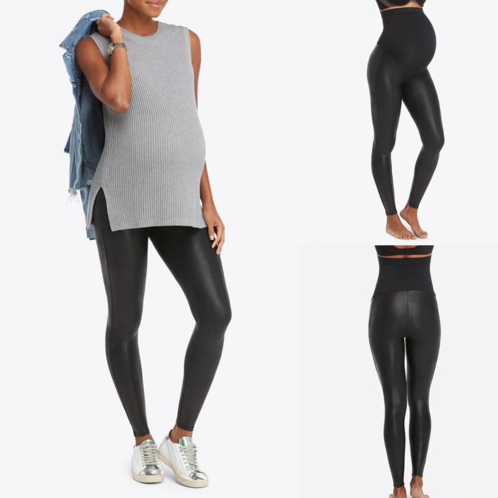 Spanx Mama Faux Leather Maternity Leggings Size Small - Picture 1 of 10
